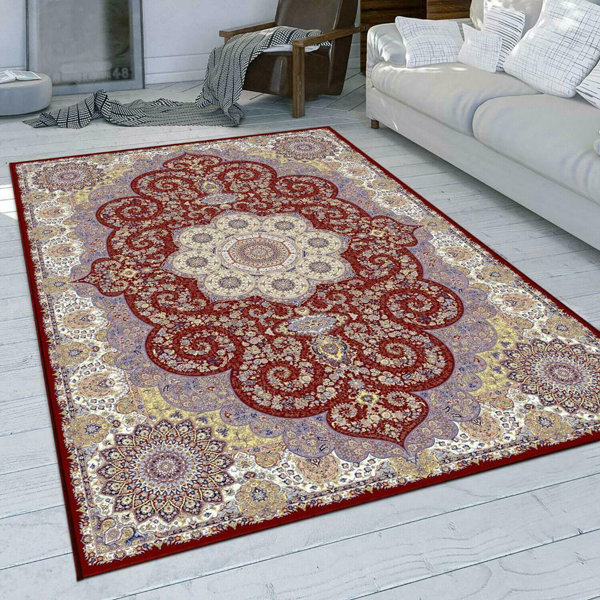 Bloomsbury Market Chippewa Rasht Tufted Red/Beige Indoor/Outdoor Rug Wayfair.co.uk
